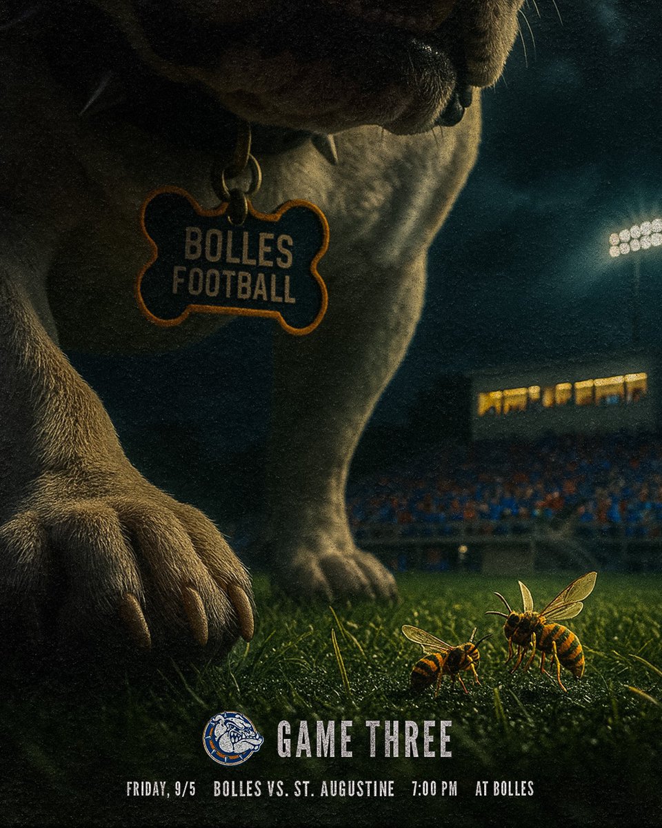 Game Three ⏳🐾

<a href="/Bolles_Football/">Bolles Football</a> 

🗓️Friday, September 5th 
📍At Bolles 🏠
⏰7:00 PM 
🤠 Wear Western!! 

See you there! 

#bollesfootball #gamegraphic #highschoolfootball