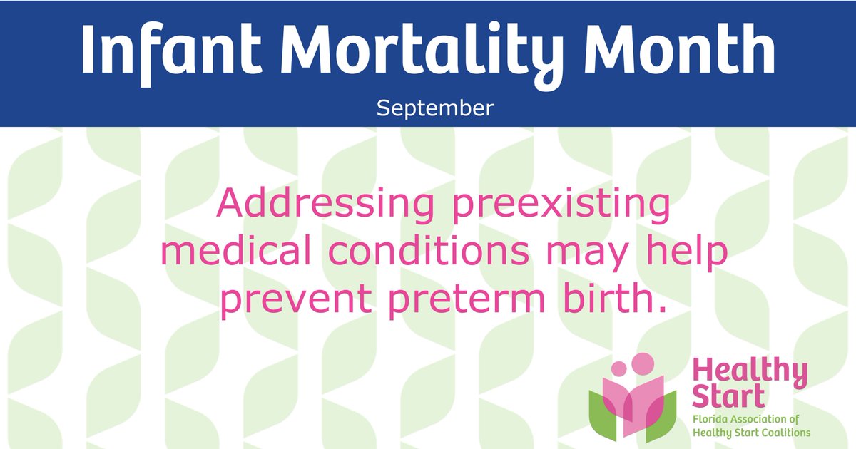 Healthy parents mean healthier babies. Managing preexisting conditions—like diabetes, high blood pressure, or obesity—before and during pregnancy can lower the risk of infant mortality.

#InfantMortalityAwareness #HealthyMomsHealthyBabies #PreventInfantMortality