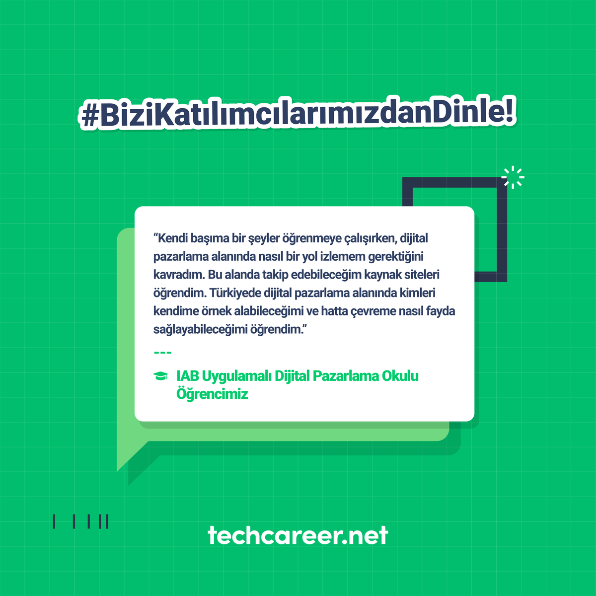 Bizi bir de techcareer’lılardan dinleyin! 🎤

Onlar diyor ki “İyi ki techcareer.net ile tanışmışım.”

Sen de bizi merak ediyorsan hemen profilimizdeki linke gir, tüm bootcamplerimizi ve daha fazlasını keşfet! 💚 🕵️‍♀️

#techcareer #developer #yazılım #bootcamp #başarı