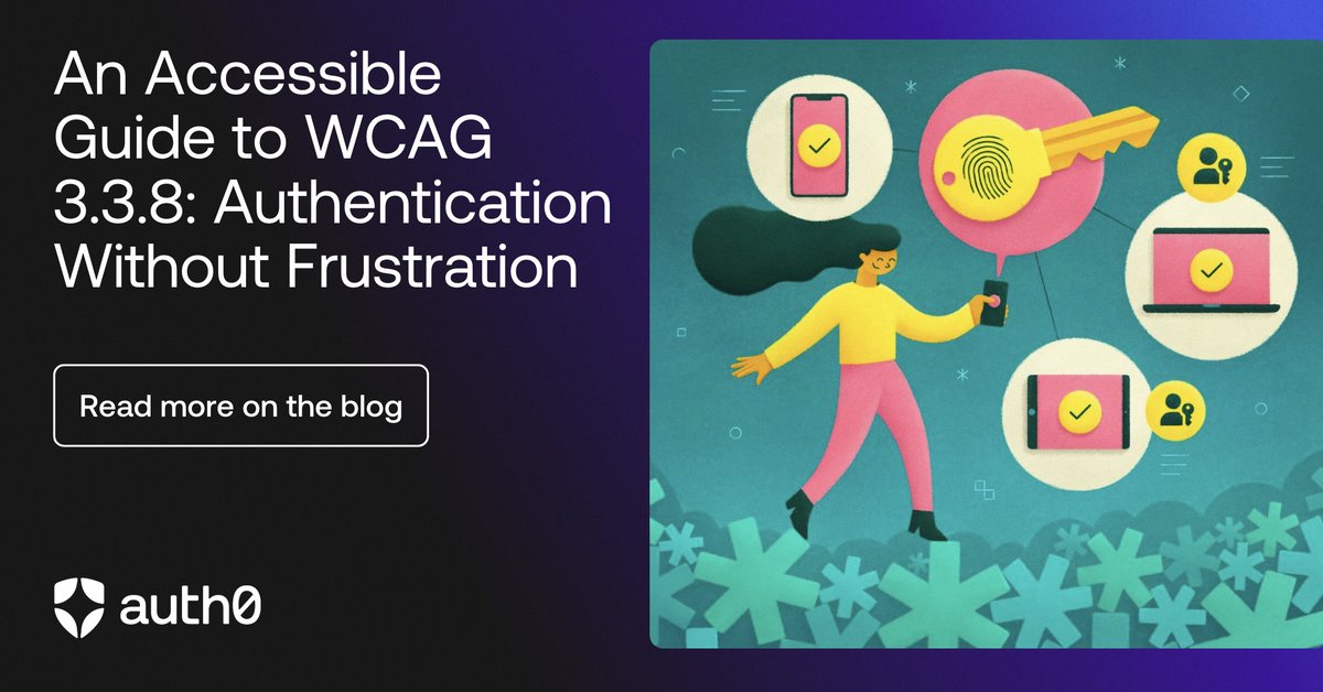 auth0's tweet image. 🧠 Logging in ≠ a memory test.
In her guide, Ramona Schwering shows how to:
🔑 Go passwordless
📲 Use passkeys
🚫 Skip copy/paste bans
👉 bit.ly/4n6FPyq
#Accessibility #Auth #BuildWithAuth0 #DevOps