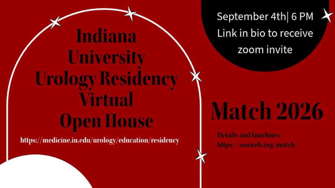 Tonight is the night! 

Join us virtually for a casual discussion about the IU Urology program. 

A great opportunity to talk with our residence in small group setting and ask questions

Sign up with this link or reach out to our residents on twitter: forms.office.com/r/iPT08KA1X5