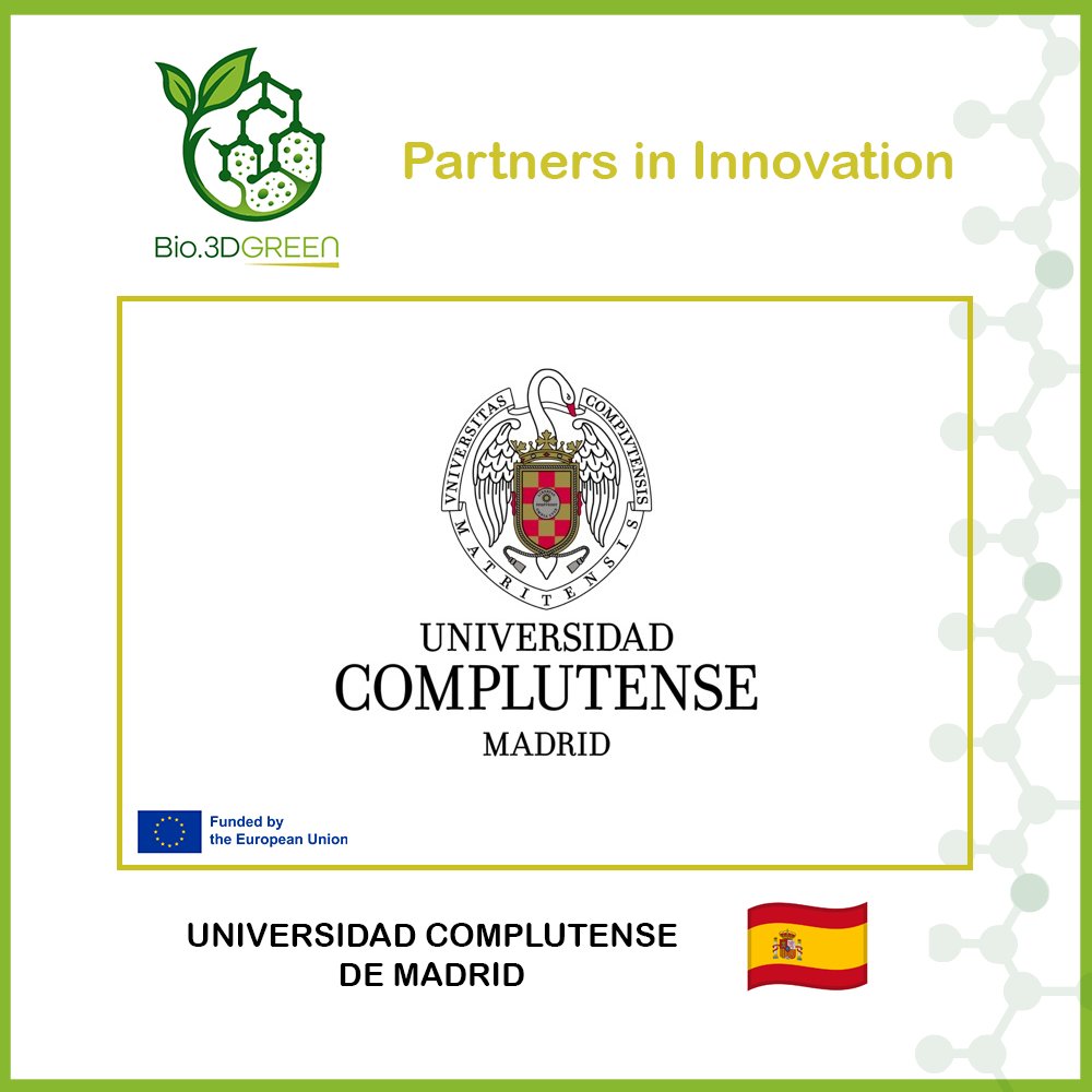 Bio3DGREEN's tweet photo. 👉 The next partner to be presented is Universidad Complutense de Madrid (UCM)!
This research group (UCM Reference No.: 910627) has been validated by the UCM as a group certified under the ISO 9001 Standard!

Read about UCM on: https://t.co/Pj01cYaiHJ

#Bio3DGREEN #Eufunded https://t.co/dbpvxBii8H