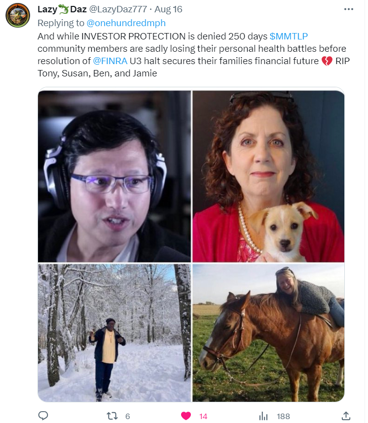 808CG1's tweet photo. $MMTLP $MMAT #Nevada #VegasBorn #RICO #Collusion #FINRAfraud #MMTLPfiasco 

Today marks 1,000 days since the inception of the #FINRAfraud and the #MMTLPfiasco. A thousand days of unanswered questions, relentless advocacy, and enduring hope. But above all, a thousand days during which we’ve mourned the loss of cherished souls.

We honor Tony, Susan, Ben, and Jamie—whose voices rang out from the very beginning. And we pay heartfelt tribute to every family member, friend, and fellow shareholder who has passed during this journey. Your memory fuels our resolve.

In memoriam, we stand united. We will never falter. We will never fail. The torch of truth and justice will continue to burn brightly in the hands of the #MMTLPARMY. 🔥

@FBIDirectorKash @FBIDDBongino @FBILasVegas @AGAndrewBailey @DOJCrimDiv @DOGE_DOJ @AGPamBondi @DevinNunes @realDonaldTrump @PressSec @JudiciaryGOP @GOPoversight @GOP @stephenasmith @TheRobbCarter @dlauer @cvpayne @charliekirk11 @jonstewart @karolineleavitt