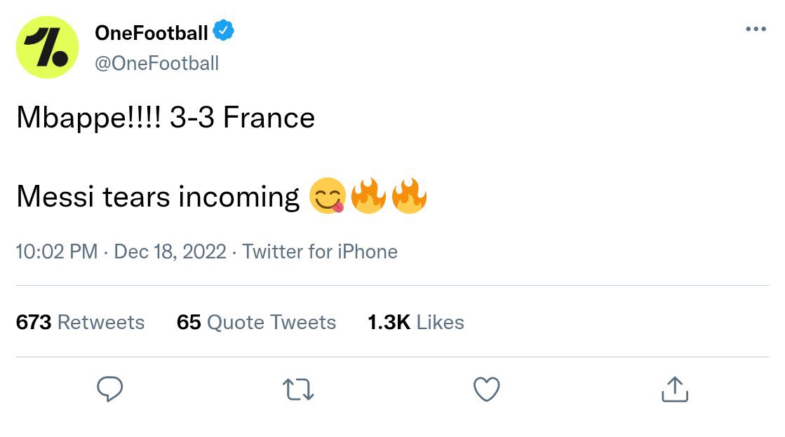 Instead of “Messi tears” they've been the ones crying and trying to tarnish his image since 18th Dec 2022😂😂