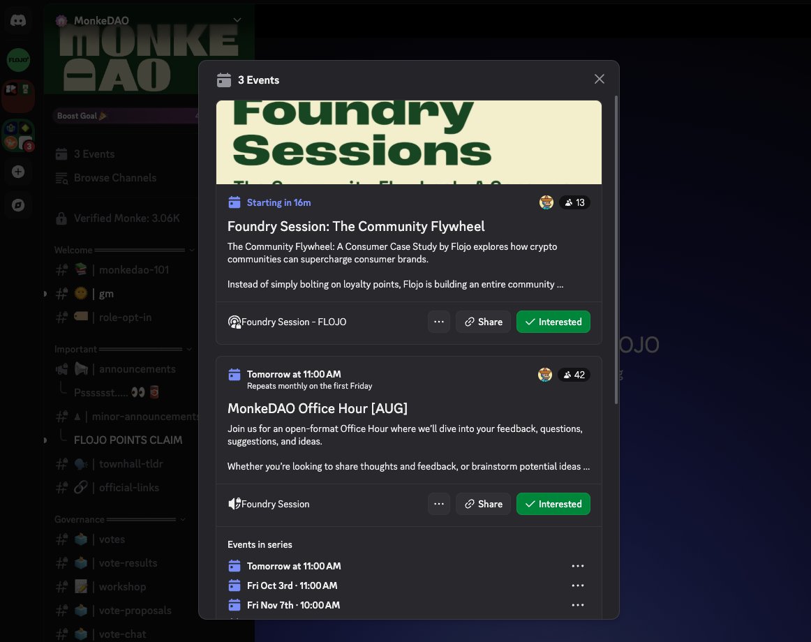 chrissy 🌱 (@bunnyfishchris) on Twitter photo Hi frens!
Jump into our <a href="/MonkeFoundry/">MonkeFoundry | formerly BuildWithMonkeDAO</a>'s session on Discord at 11AM EST today!
Where <a href="/DrinkFlojo/">FLOJO ✨</a> FLOJO founders (<a href="/ChenPaul/">Paul ❇️</a> and I) will be sharing the ins and outs of building a Community Flywheel!
See you there 😊!
<a href="/MonkeDAO/">MonkeDAO🍌</a> <a href="/SolanaMBS/">Solana Monkey Business</a> <a href="/moon_settler/">Moon Settler</a> <a href="/SMBennyy/">Bennyy</a> Hi frens!
Jump into our <a href="/MonkeFoundry/">MonkeFoundry | formerly BuildWithMonkeDAO</a>'s session on Discord at 11AM EST today!
Where <a href="/DrinkFlojo/">FLOJO ✨</a> FLOJO founders (<a href="/ChenPaul/">Paul ❇️</a> and I) will be sharing the ins and outs of building a Community Flywheel!
See you there 😊!
<a href="/MonkeDAO/">MonkeDAO🍌</a> <a href="/SolanaMBS/">Solana Monkey Business</a> <a href="/moon_settler/">Moon Settler</a> <a href="/SMBennyy/">Bennyy</a>