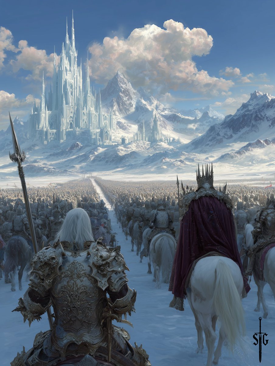 stg_art's tweet image. The frozen gates loomed ahead, and the tread of ten thousand boots shook the mountain.

#fantasyart #aiart #midjourney