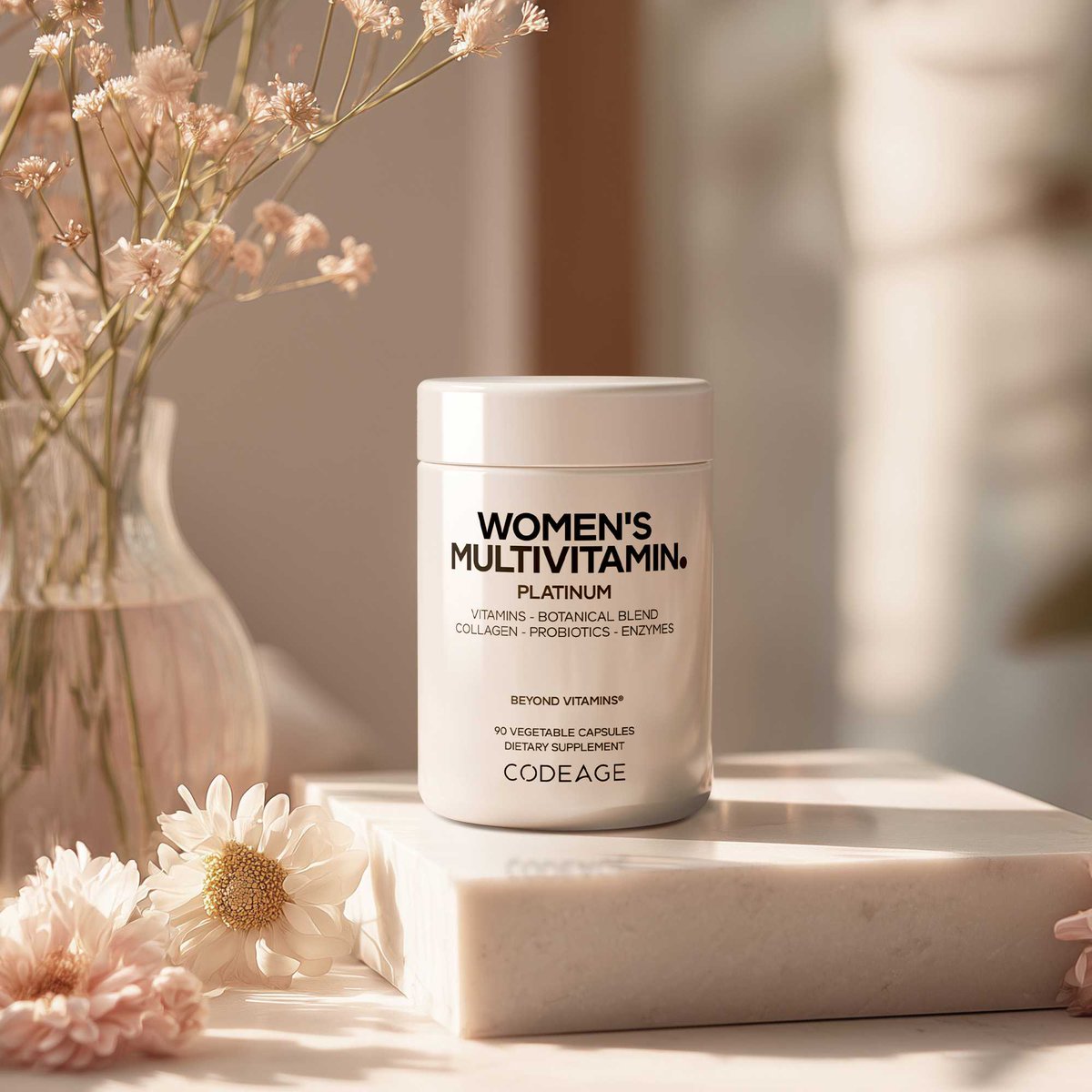codeagelife's tweet image. Codeage Women’s Multivitamin Platinum Edition is an ultra-comprehensive formula featuring vitamins A, D3, K1, K2, B12, CoQ10, essential minerals, collagen peptides, a botanical blend, probiotics, and digestive enzymes—all in a convenient capsule format codeage.com/products/women……