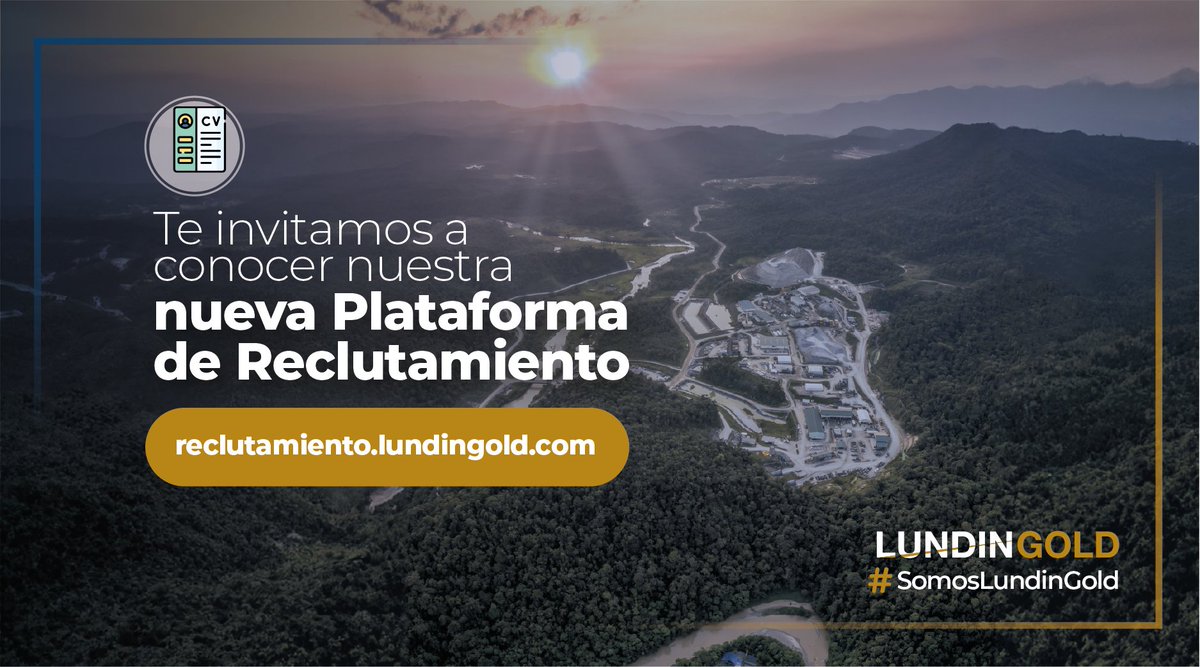 Te presentamos la nueva Plataforma de Reclutamiento de Lundin Gold.

Renovamos nuestros procesos mediante un sistema que garantiza la seguridad de tu información y la agilidad en cada etapa.

💻 Ingresa a nuestro portal, crea tu cuenta, carga tu información y postúlate a las