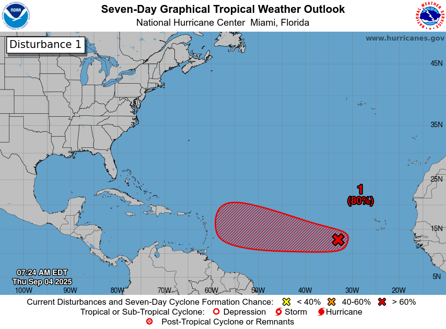 TropicalTidbits's tweet photo. A tropical wave in the eastern Atlantic has been assigned the identifier "Invest #91L" by @NHC_Atlantic and is being monitored for tropical development. Conditions favor a tropical depression forming during the next few days. The system will move gradually westward, potentially approaching the eastern Caribbean next week. However, it is too early to know what impacts could affect the region, as 91L remains 6-7 days away from the Caribbean. Residents in the area should keep an eye on the forecast this weekend and next week.