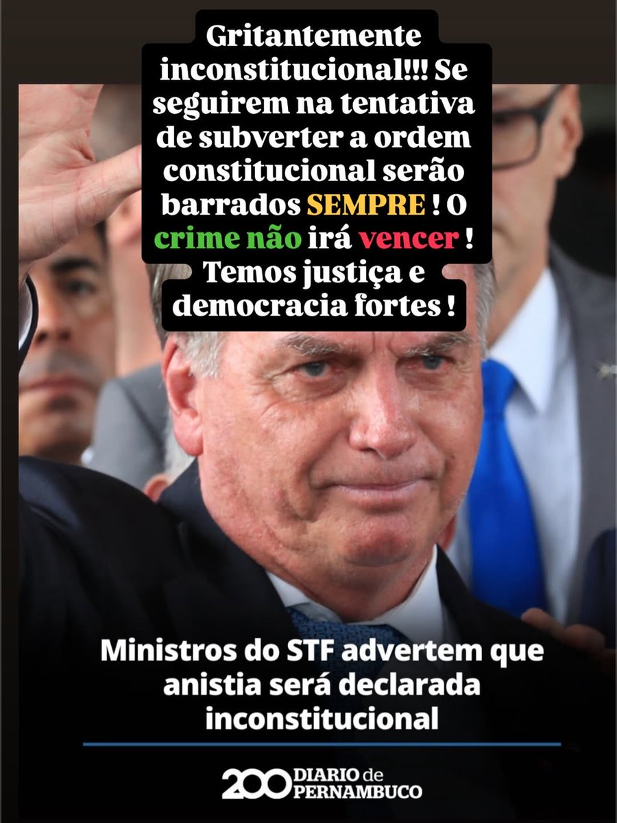 Não adianta anistiar. Só vão perder tempo. Esses golpistas podiam muito bem usar esse tempo a ser gasto para aprovar o fim da escala 6/1, a isenção do IR. Congresso golpista. Congresso inimigo do povo. Hugo Motta traidor. Sem anistia. Perfil Dra. Érika.