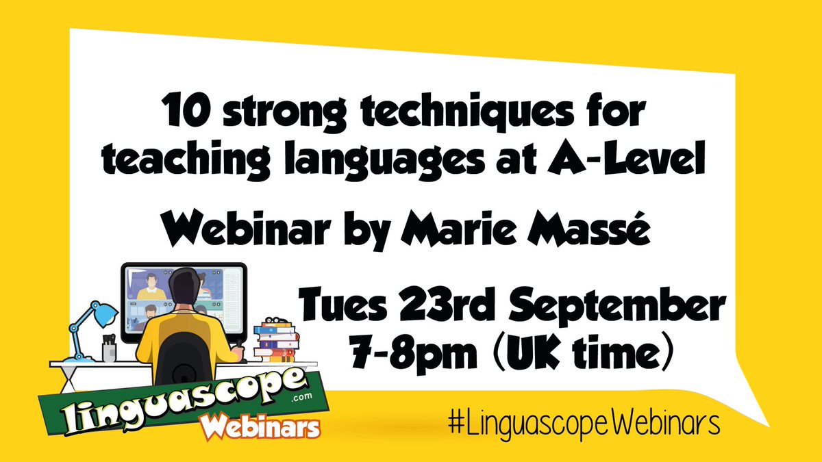 Teaching A-level #Languages can be done with a minimalist approach! Whether you are new to it or an experienced teacher looking for different perspectives, register for this free <a href="/linguascope/">Linguascope</a> #Webinar  : us02web.zoom.us/webinar/regist… 
#mfl #alevelmfl #worldlanguages