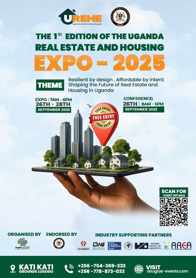 Home isn’t just a place, it’s an investment in your future. Whether buying, renting, or building. Smart housing decisions today shape your tomorrow. 
Don’t miss the 1st Edition of the Uganda Real Estate and Housing Expo 2025.
Tap below to register ⬇️
form.douglasevents.etag.co.ug/Regitration/In…