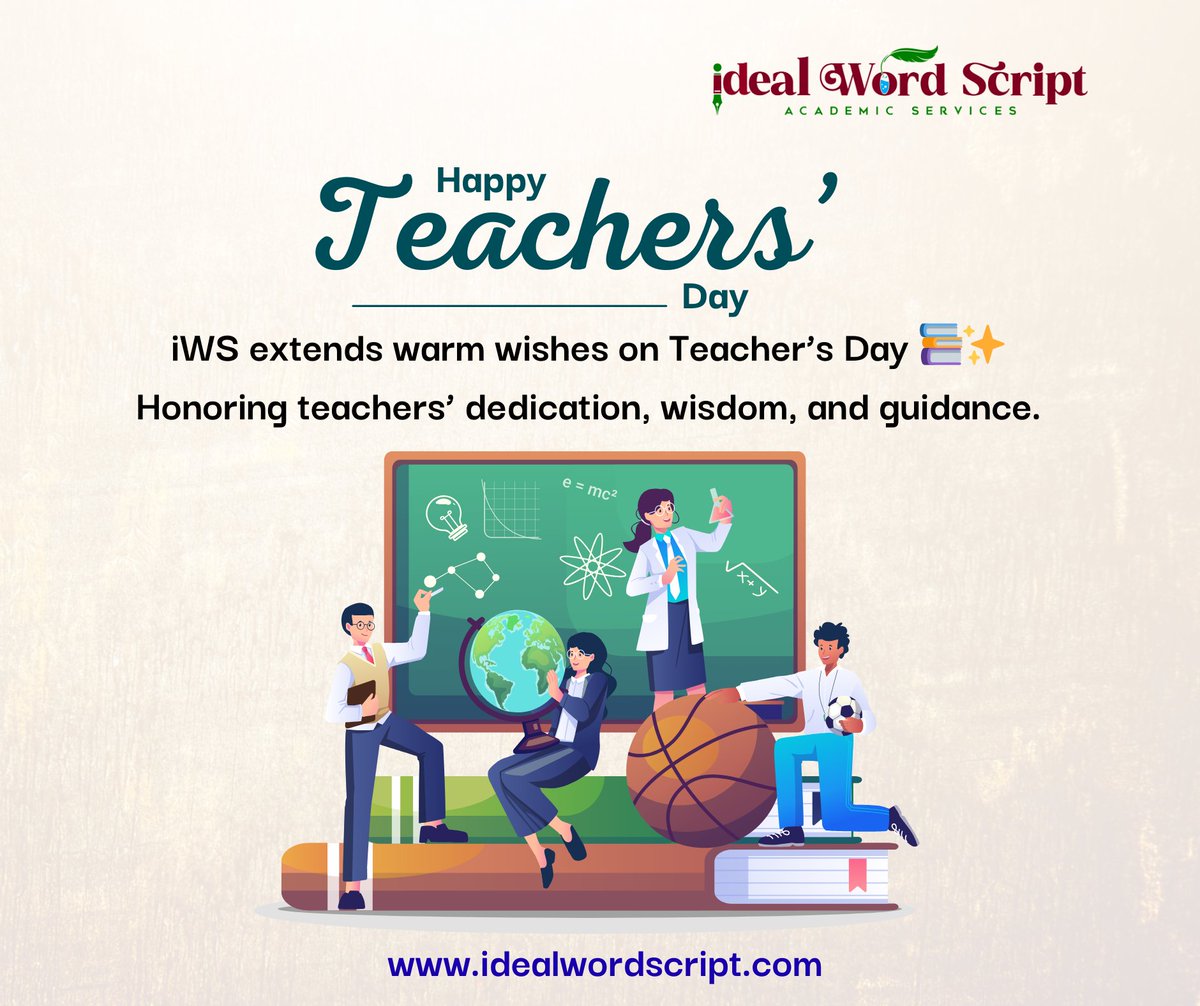 IScript57741's tweet image. iWS wishes all teachers a Happy Teacher’s Day 📚✨ Your guidance inspires every learner.

📞 +91-9363533424 | 🌐 idealwordscript.com

#TeachersDay #iWS #Inspiration