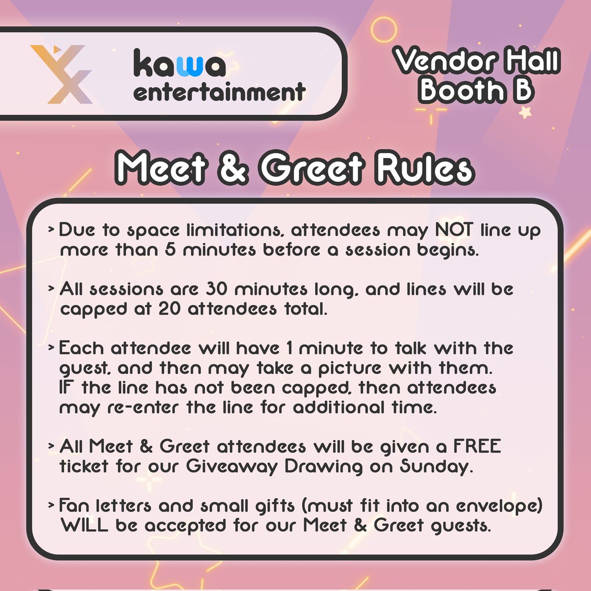 kawa_entertain's tweet image. Kawa Entertainment x VEXPO Meet &amp;amp; Greet Schedule