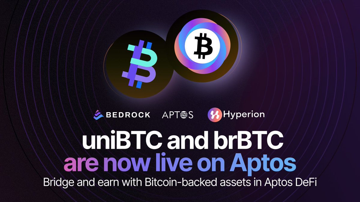 Aptos is for BTCfi 🌐 With @Bedrock_DeFi expanding to Aptos comes its  yield-bearing Bitcoin assets backed by nearly $700M in TVL and more than 5,000  BTC staked. Say it with us: Bitcoin