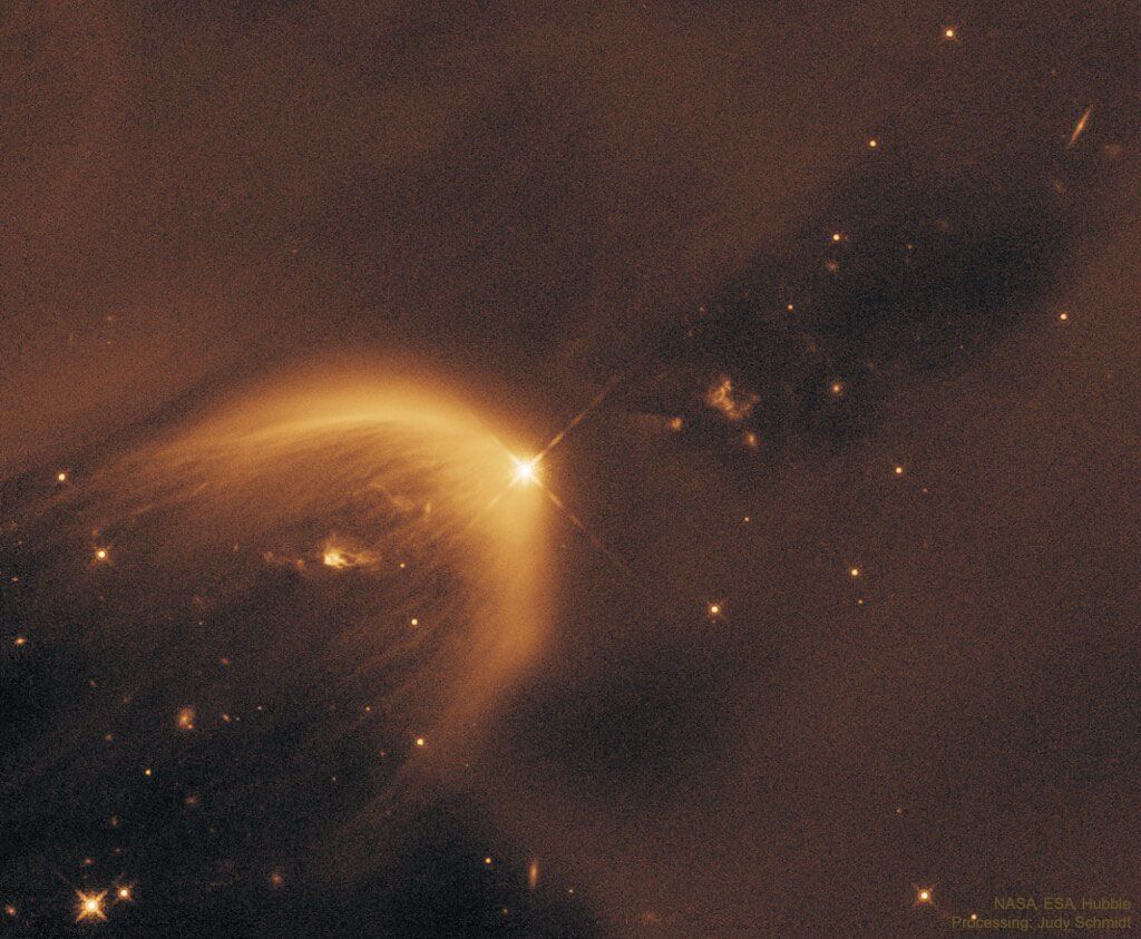 SETIInstitute's tweet image. #PPOD: A Windblown Star Cavity ✨ 

This illuminated cavity, known as LDN 1471, was created by a newly forming star, seen as the bright source at the peak of the parabola. This protostar is experiencing a stellar outflow interacting with the surrounding material in the Perseus…