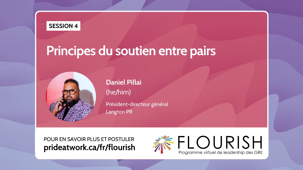 La quatrième session de la cohorte 2025 de FLOURISH, intitulée « Principes du soutien entre pairs », sera présenté par Daniel Pillal, Président-directeur général, Langton PR
👉Pour en savoir plus sur FLOURISH : ow.ly/MJWn50WMnKW