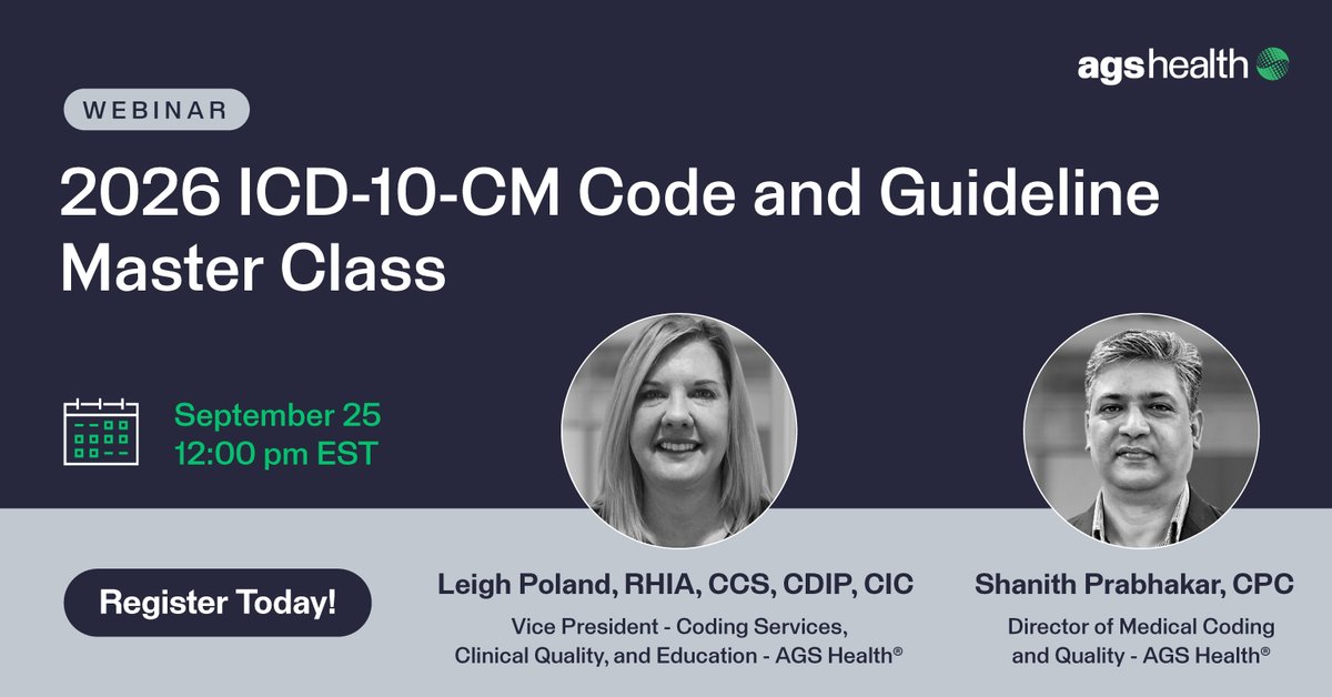 Sign up today for our FY 2026 ICD-10-CM Master Class, happening Sept 25 at 12 PM EST.

We’ll cover 553 updates and guideline changes taking effect Oct 1, so your team is ready to stay compliant and minimize audit risk. hubs.la/Q03GrNcy0