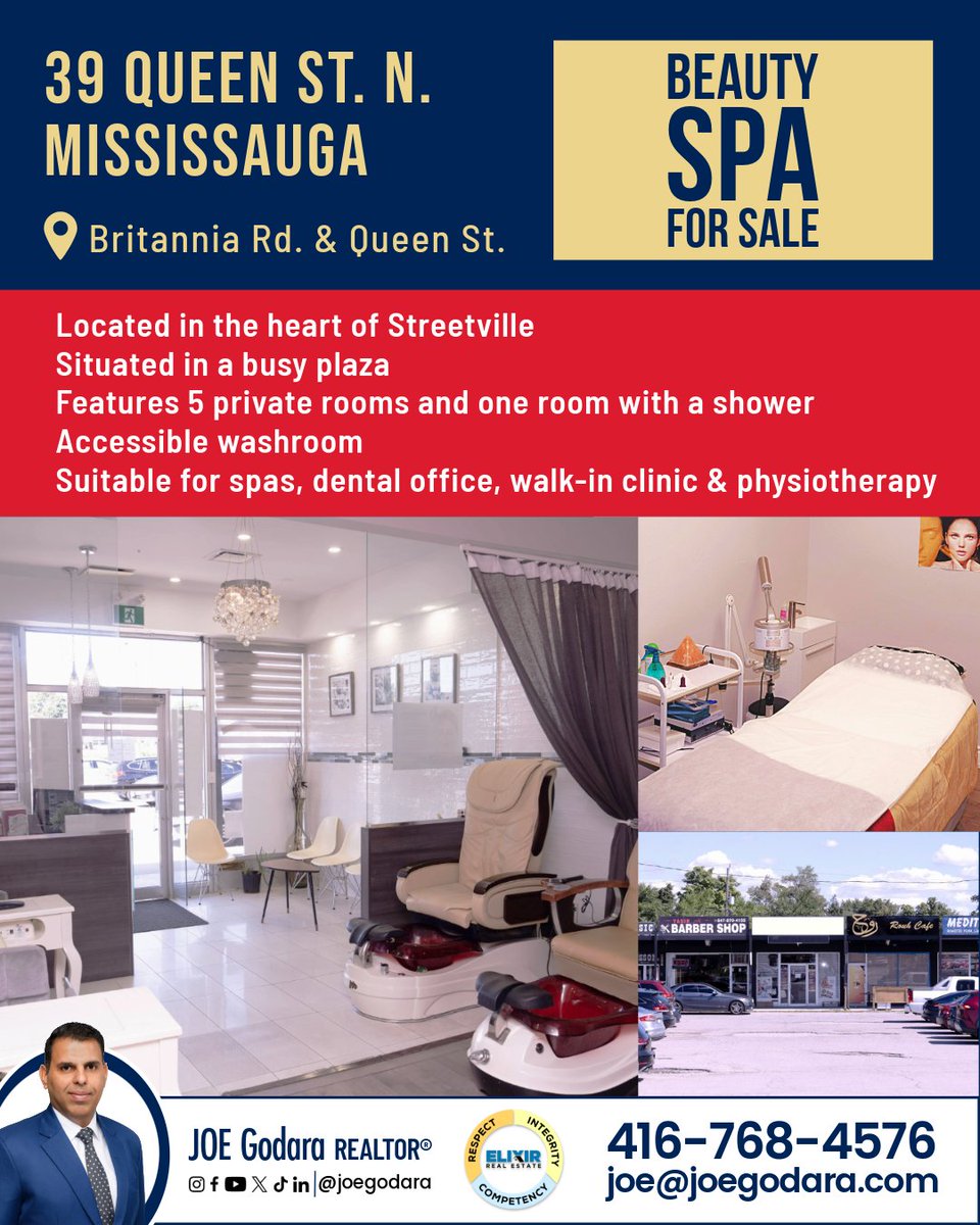 JoeGodara's tweet image. Beauty Spa For Sale in Mississauga (Streetsville)

Contact:
Joe Godara
416-768-4576
joe@joegodara.com

#spaforsale #elixirrealestate #joegodara