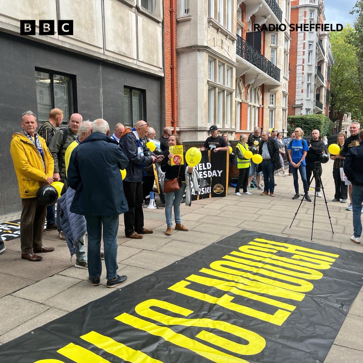 Football Heaven (@footballheaven) on Twitter photo Sheffield Wednesday fans are protesting against owner Dejphon Chansiri outside the Thai Embassy in London today.
The <a href="/londonowls/">London Owls</a> organised the protest. Alan Burgess from the group will join us on the show later this evening along with reaction.
#SWFC | <a href="/BBCSheffield/">BBC Sheffield</a> Sheffield Wednesday fans are protesting against owner Dejphon Chansiri outside the Thai Embassy in London today.
The <a href="/londonowls/">London Owls</a> organised the protest. Alan Burgess from the group will join us on the show later this evening along with reaction.
#SWFC | <a href="/BBCSheffield/">BBC Sheffield</a>