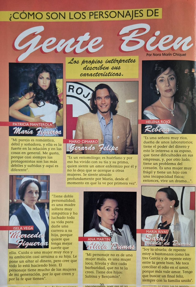 horadlanovela's tweet photo. #GenteBien 1997 con #PatriciaManterola #MarioCimarro #HelenaRojo #CesarEvora #JulianPastor #AnaMartin #IselaVega #MariaRivas con la producción de #LucyOrozco #Televisa https://t.co/oTXwyAESby