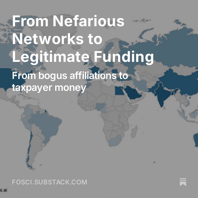⚠️ Leslie has also written a blog post about the investigation's findings. #ResearchIntegrity

"From Nefarious Networks to Legitimate Funding" - now available to read on the Forensic Scientometrics #FoSci Substack:

🔗 fosci.substack.com/p/from-nefario…