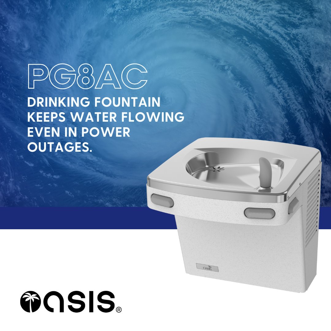 OASISIntl's tweet photo. 💧 September is #NationalPreparednessMonth. When the power goes out, can your drinking fountain still deliver water?

The OASIS PG8AC uses a mechanical cartridge, not an electronic solenoid—ensuring safe hydration even during outages.

🔗 https://t.co/cVbIcgM76R 

#OASISHydration https://t.co/9CxbAt1yFU