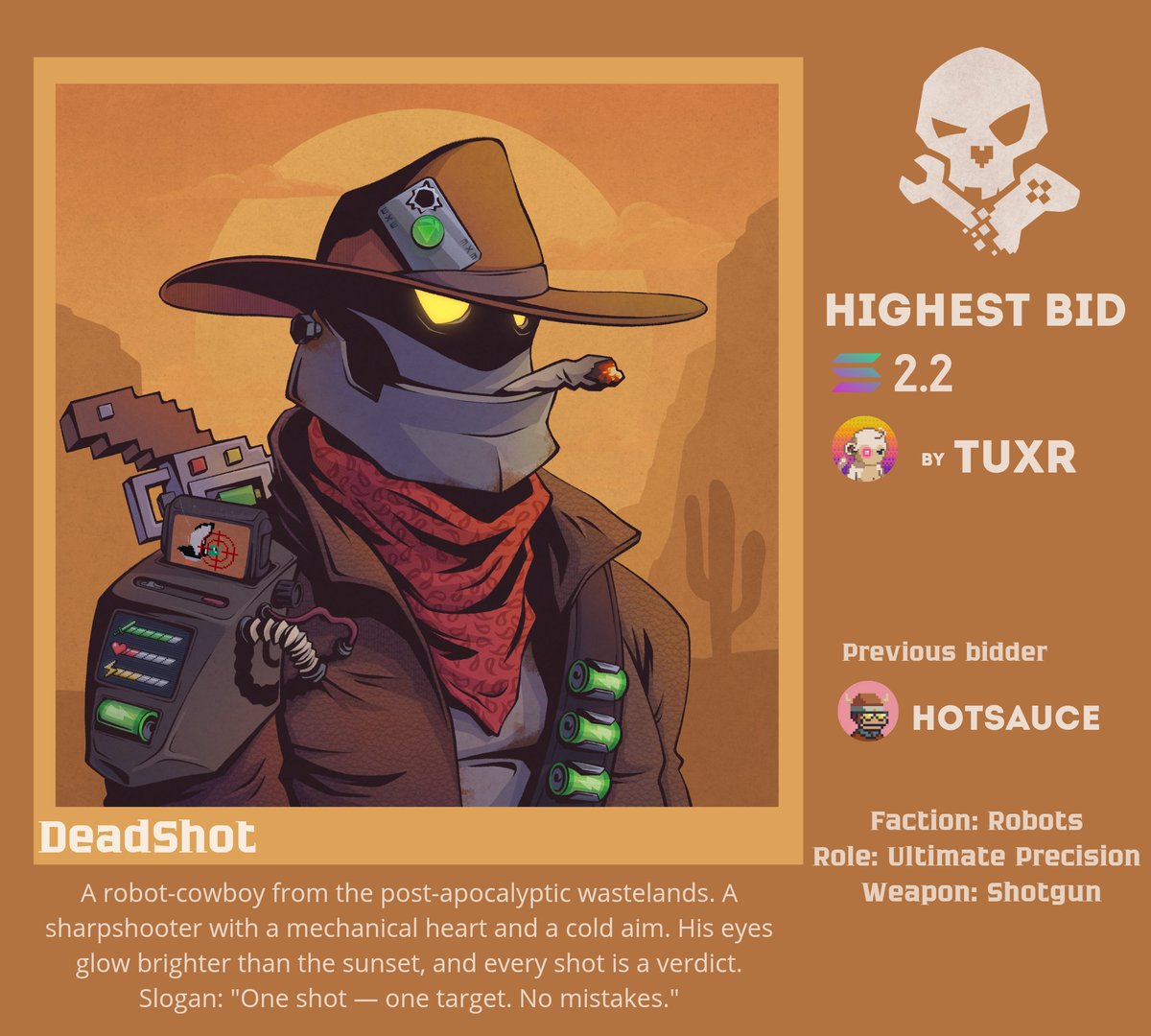 Deadshot got new Bid from <a href="/tuxr228/">tuxr</a> 
Thanks for your continued support!