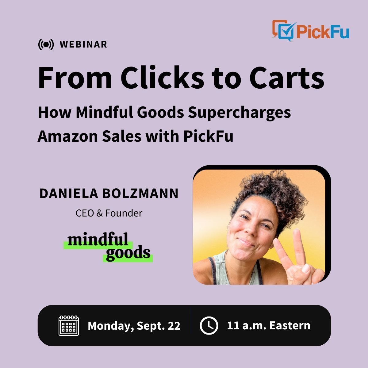 Join Daniela Bolzmann for a live walkthrough of how she uses PickFu to help turn product listings into sales machines.

She’ll unpack real case studies, including how an 8-figure brand used data to skyrocket sales by 719% 🚀

Sign up: buff.ly/pzsKOOM

#ecommerce
