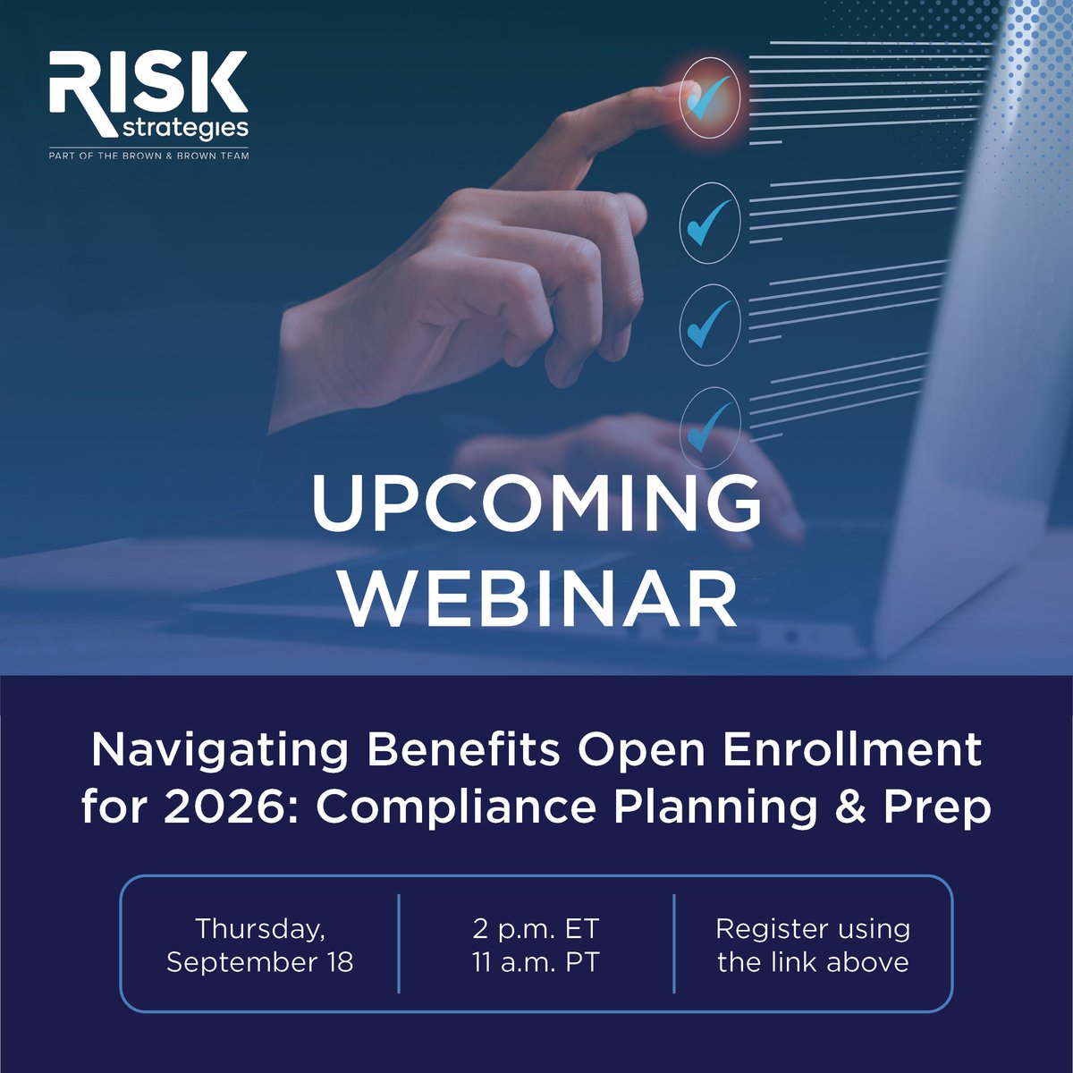 RiskStrategies's tweet photo. Join us for an informative session designed to equip you and your organization with insights. https://t.co/DBfiIYsoYM 

#HumanResources #RiskManagement #TotalRewards https://t.co/psPnO5KLhv