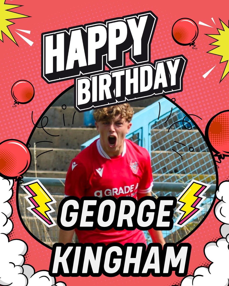🎉⚽ Happy 18th Birthday to George Kingham!
Finally old enough for that first pint after the game on Saturday 🍻😉
Have a cracking day George! 👊

#BaldockTown | #UpTheReds