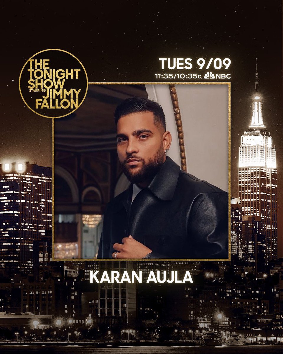 .<a href="/GeetanDiMachine/">Karan Aujla</a> makes his US TV debut on Tuesday, September 9th to perform a medley of "Boyfriend" &amp; "Gabhru!" #KaranOnFallon #FallonTonight