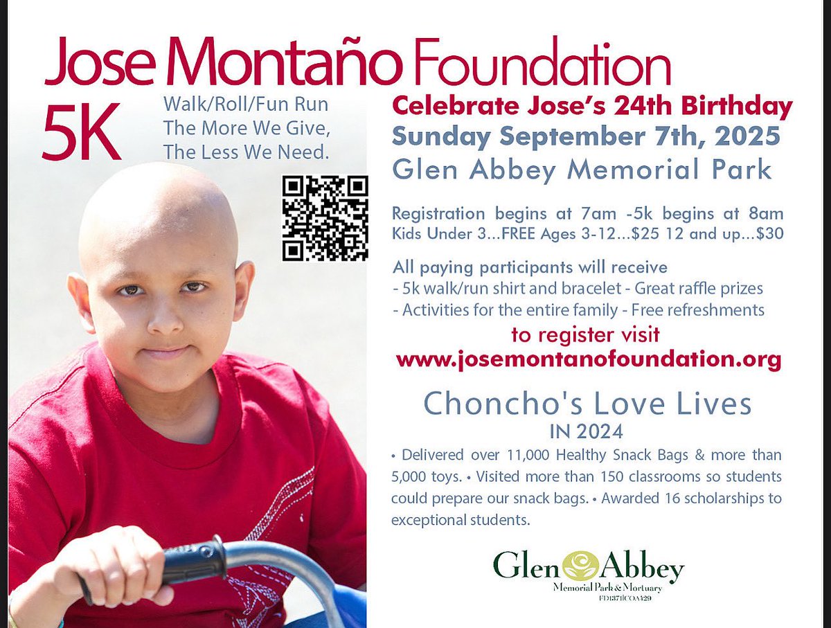 oneboyswish's tweet photo. There’s still time to register &amp; join us this Sunday 09/07 at Glen Abbey Memorial Park &amp; Mortuary for our annual 5k walk and fun run. Come one, come ALL.
Together We Can Make A Difference 
We Love You Choncho @SBUSD_NEWS @Supt_SBUSD @penceSBUSD @oneontaSBUSD @sunnyslopeSBUSD https://t.co/djpYTIzlQo
