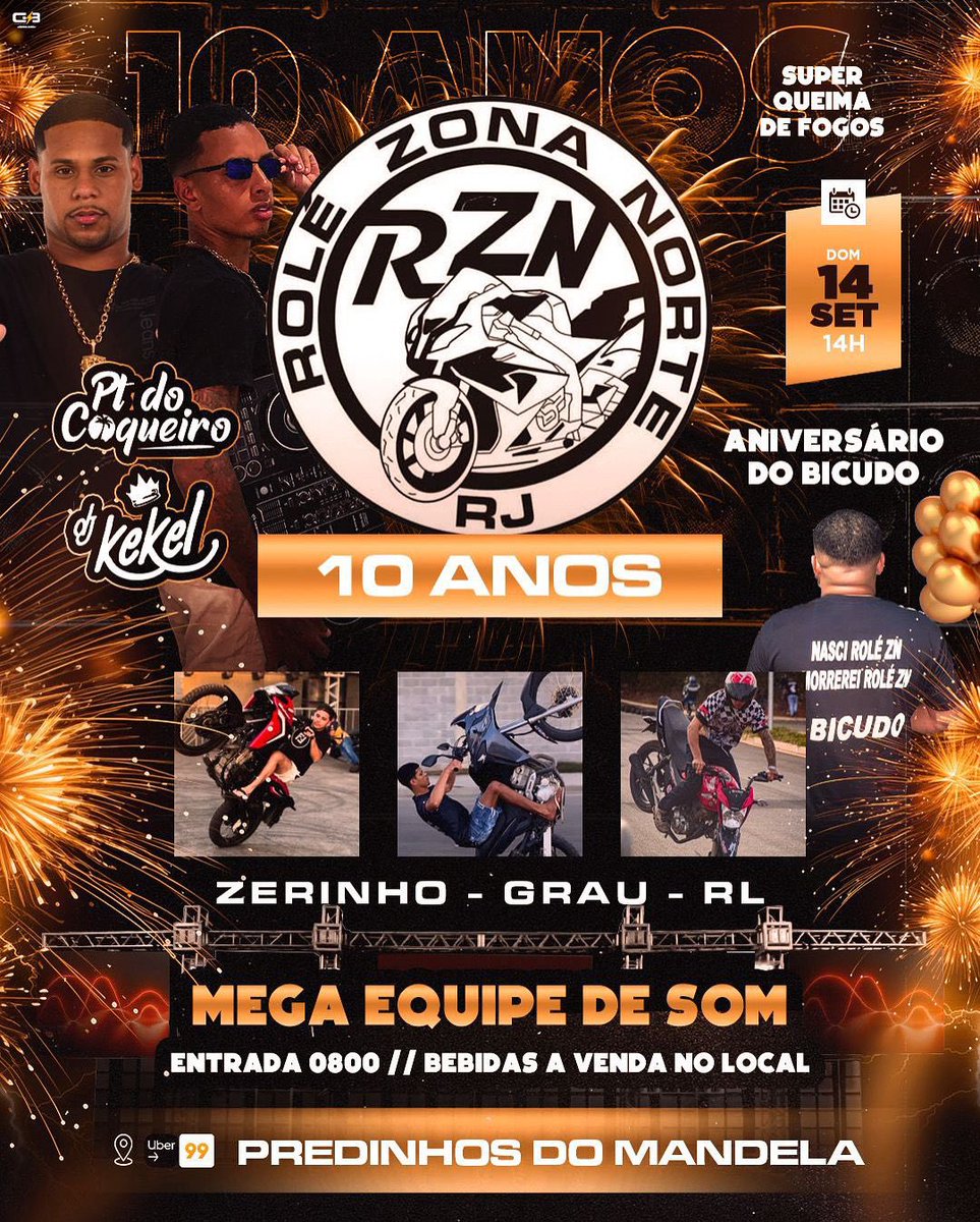 🚫🚫 ATENÇÃO 🚫🚫

SUPER CONFIRMADO 

14 DE SETEMBRO, ROLE ZN NO MANDELA  ✅

EDIÇÃO 10 ANOS 🏅

PREPAREM OS MOTORES, O MAIOR ENCONTRO DE EQUIPES DO RJ ✅ 

QUE DEUS ABENÇOE O ROLE ZN  🙌