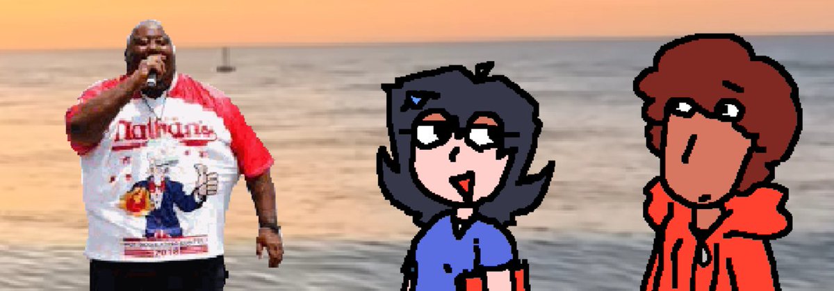 Tried to take a picture of the beautiful setting sun today, but these people got on the way... Still a pretty good picture! Though the guy on the left looks to be doing something... Is he... Trying to chug the sea?