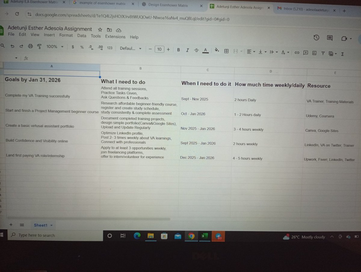 desmoy3199's tweet image. I just wrapped up the #TechcrushOneMonthRecap challenge. 
I started unsure, but now I’m more confident as a Virtual Assistant. I’ve learned how to manage projects, communicate better, and stay organized. 
My biggest win? Staying consistent 💪 #VA #Tech4Africa @TechCrushHQ