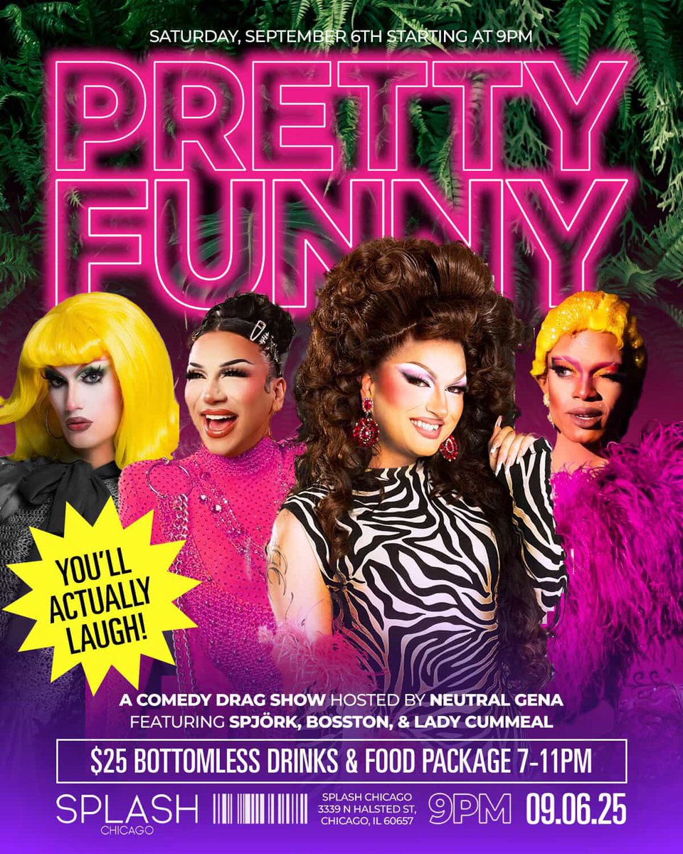 RT FOR UNLIMITED LIFETIME SUPPLY OF COCK!!!!!!!
💖PRETTY FUNNY💖
back at SPLASH💦
$25 bottomless drinks??? hello? 7-11 pm open bar is nasty work, i better see you there! 
pop-up silly show at 9 pm!😋