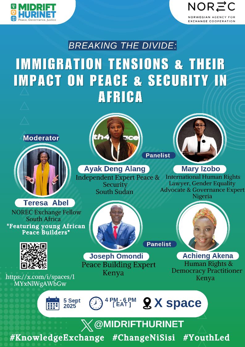 🌍 Immigration tensions are reshaping communities across Africa, influencing peace, security, and governance. How can nations navigate these challenges while fostering unity and stability?

Join us for a critical conversation on “Immigration Tensions &amp; Their Impact on Peace &amp;