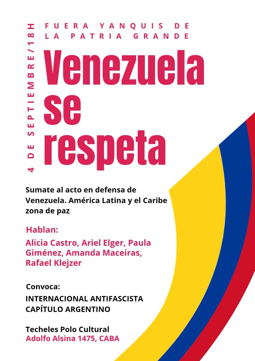 LucasAguilera__'s tweet photo. Se viene una gran actividad en defensa de Venezuela hoy a las 18hs en Bs As y a las 19 hs es el gran tweetazo https://t.co/Z9jaASb5ip