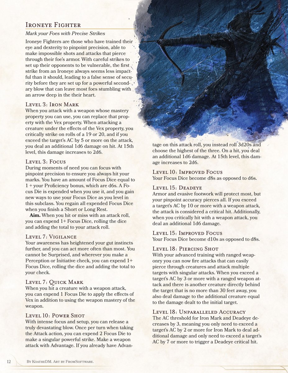 KoaTheDM (@koa_dm) on Twitter photo When first thinkin about how to do ironeye in #dnd i thought to just slap hunter's mark on a fighter, but I really like the alt I came up with! 
Setting up vex feels rad and now the higher you roll, the more shit can happen!! So exceeding AC by a gazillion amount feels rad!! When first thinkin about how to do ironeye in #dnd i thought to just slap hunter's mark on a fighter, but I really like the alt I came up with! 
Setting up vex feels rad and now the higher you roll, the more shit can happen!! So exceeding AC by a gazillion amount feels rad!!