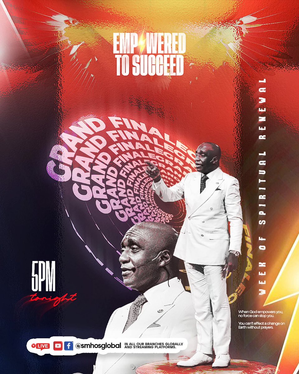 Davidsun50's tweet photo. The GRAND FINALE is here! 
Empowered to succeed, unstoppable by any force. See you tonight at 5PM.

#WOSR #SMHOS #smhosglobal https://t.co/5xYoFBndiz