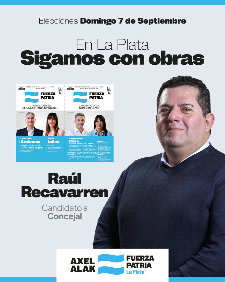 Andrearf21's tweet photo. Este 7 de septiembre, tu voto es fundamental para seguir con más obras y defender nuestros derechos. ¡Vota #Lista2200 #Elecciones #Voto #LaPlata
#SigamosConObras
@Kicillofok
@Julio_Alak
@ArielArchanco
@luciaianez_
@juanmalpeli
#SergioResa
#RominaSantana
@RecavarrenO https://t.co/xUZaHiDbI2