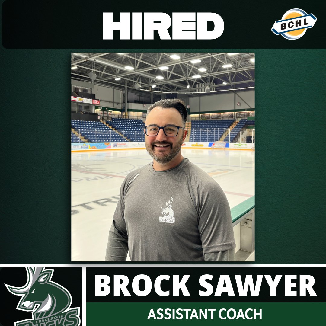 The Cranbrook Bucks have hired Assistant Coach Brock Sawyer for the 25/26 season!🚨

"We are excited to add a coach like Brock to our staff here in Cranbrook.  With changes come opportunity for our organization to grow in new ways, and we are excited to have someone like Brock