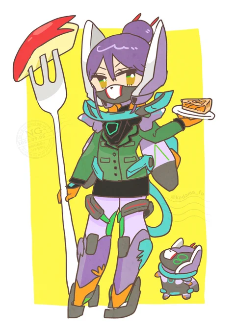 メカニャン が出るとしたらジフちゃんのお鼻部分はキシ様リスペクトでマスク仕様かなと思いついたのでらくがき。