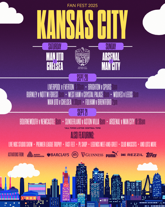 Just a little over 2 weeks to go ‼️

Register now for the final festival of the summer, Premier League Fan Fest 2025 in Kansas City ⚽️

👉 premierleague.com/morningslive