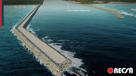 🚧 Continuamos con la ampliación de 700 m de la escollera norte en el Puerto Madero, Chiapas.
 🌊Esta obra reducirá la acumulación de sedimentos (azolve) y mejorará la operatividad portuaria.
⚓ Con estos trabajos:
 ✅ Se fortalece la capacidad operativa y la continuidad en la
