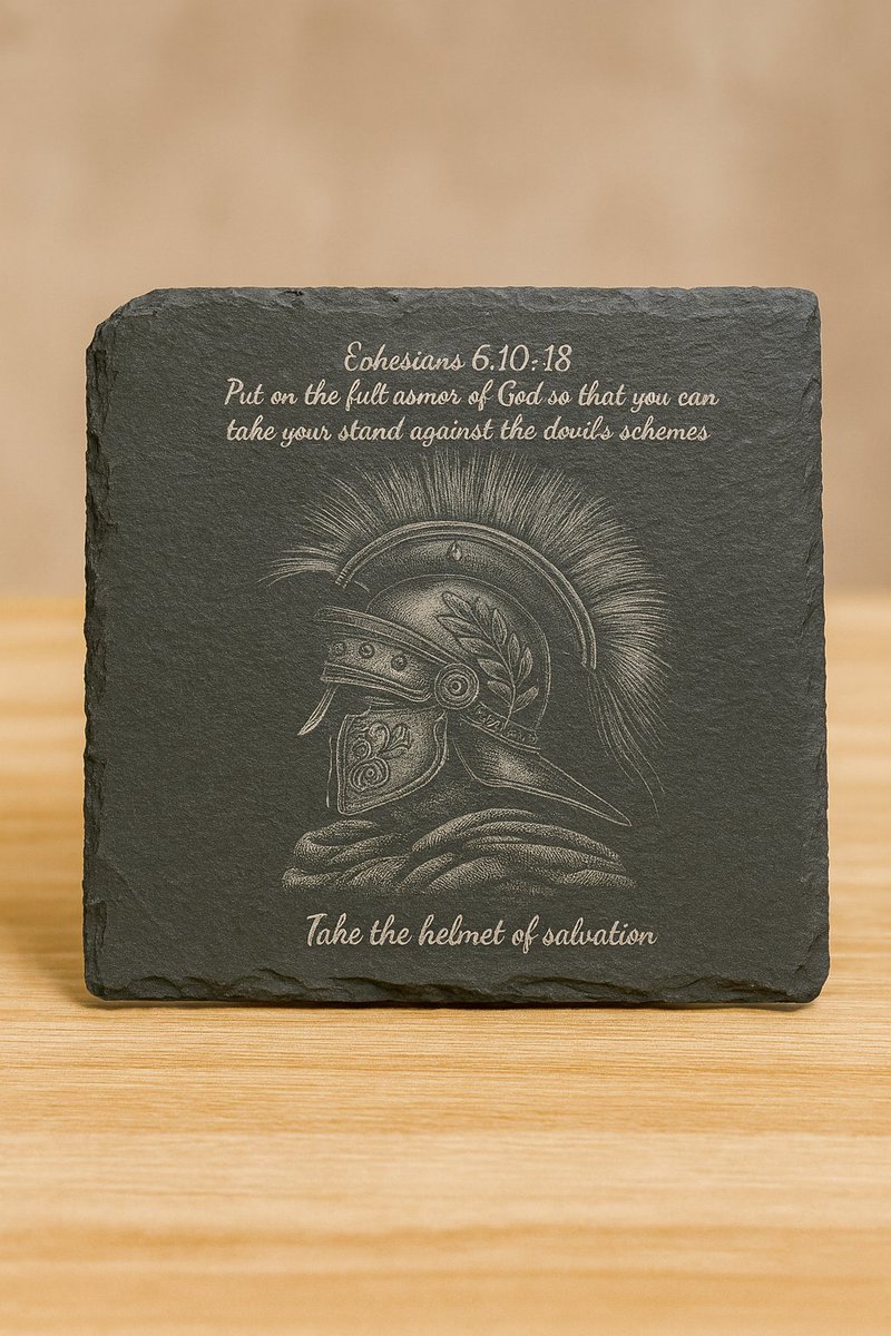 SLaserwork49963's tweet photo. Full Armor of God engraved slate coasters. Available now. https://t.co/CdhILtz4lg