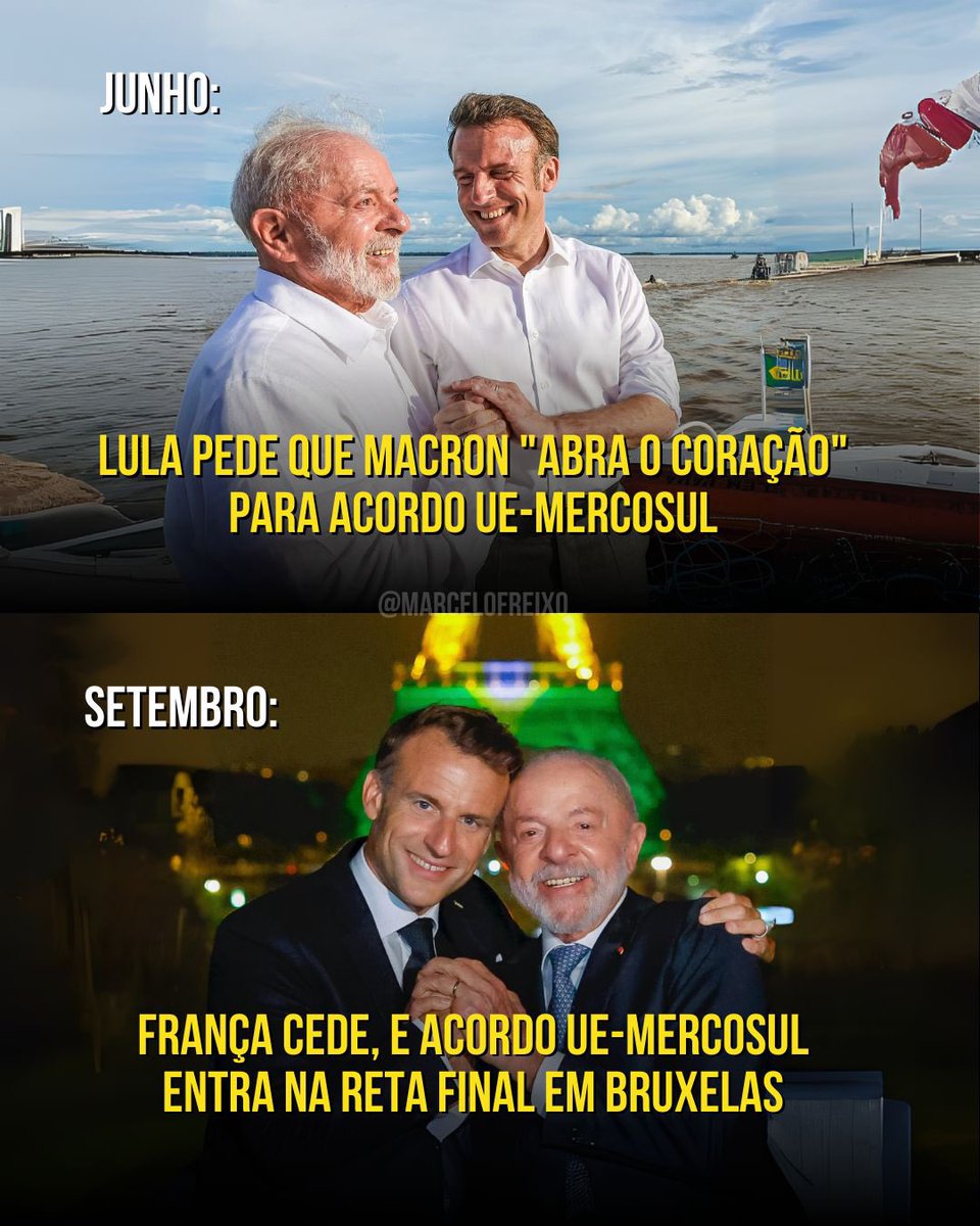 Isso é ser um grande negociador! 

Após mais de 25 anos de negociações para um acordo Mercosul-União Europeia, o presidente Lula entrou para destravar os problemas que haviam, principalmente com a França. Recebeu o presidente francês Macron no Brasil, foi até Paris para negociar,