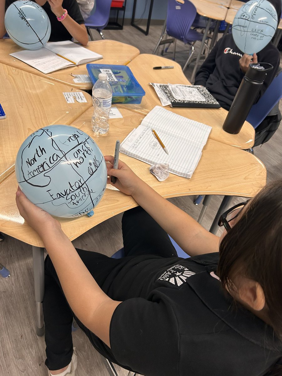 valvare2's tweet photo. 6th grade creating balloon globes that helped them visualize latitude, longitude, prime meridian and the equator as well as the regions that shape our world 🌎 🎈 @EEast915 https://t.co/fY01WU6hzd