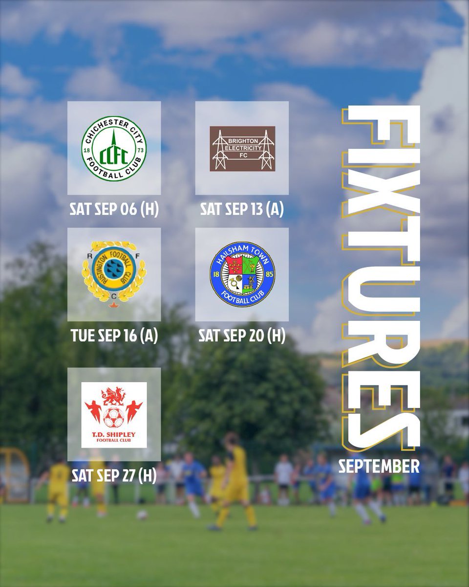 🟡| FIXTURES

Our First Team's fixtures have been released for September

A packed month including a midweek trip to Wick to face Rustington

#COYY